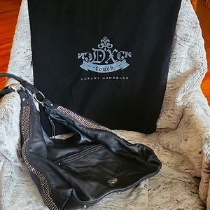 DX Touch Italian black leather shoulder bag with dust bag